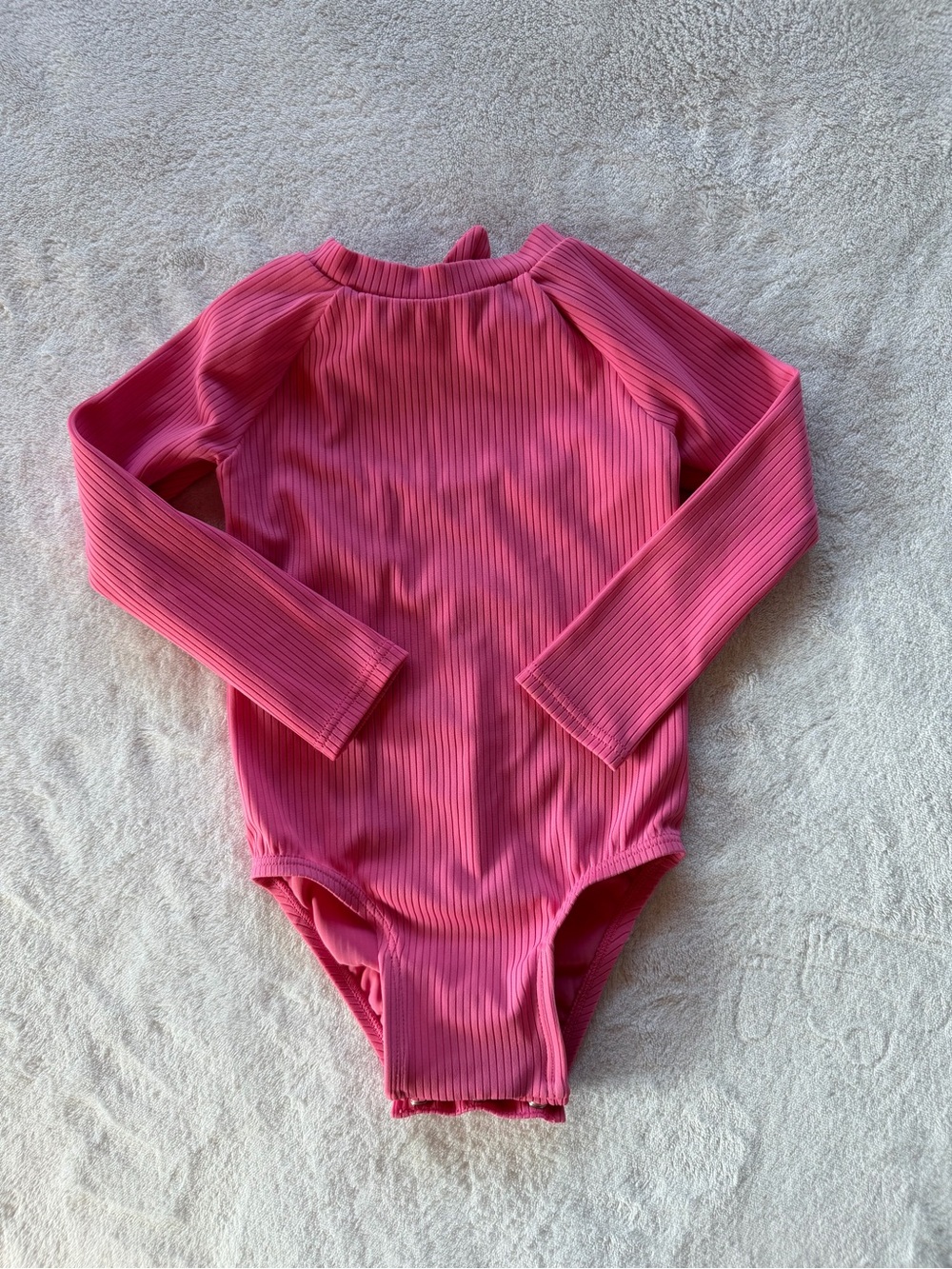 Old Navy Pink Ribbed Long-Sleeve One-Piece Swimsuit Size 18-24M